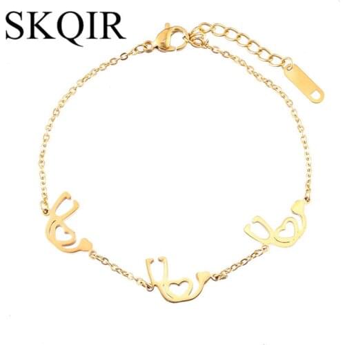 SKQIR Stainless Steel Bracelet Personalized Medical Stethoscope Jewelry For Women Charms Adjustable Gold Bangle Jewellery Gift