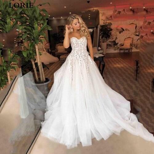 LORIE Princess Wedding Dress Sweetheart Appliqued with Flowers A-Line Boho Wedding Gown Vestidos de novia Bride Dress
