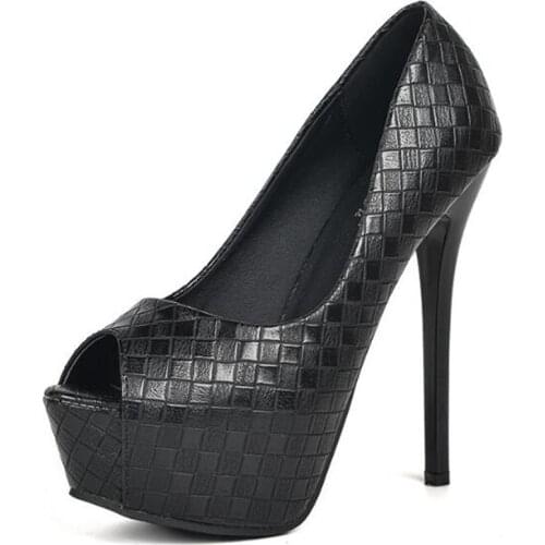 Fashion women Pumps 14CM Thin High heels sexy party shoes PU Slip On Peep Toe waterproof Office & Career fashion women shoes