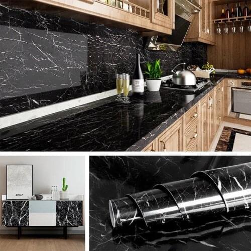 Waterproof Vinyl Oil-proof Marble Wallpaper Contact Paper Wall Stickers PVC Self Adhesive Bathroom Kitchen Countertop Home Decor