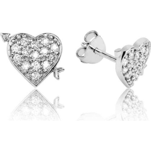 Silver White Heart Women Earrings