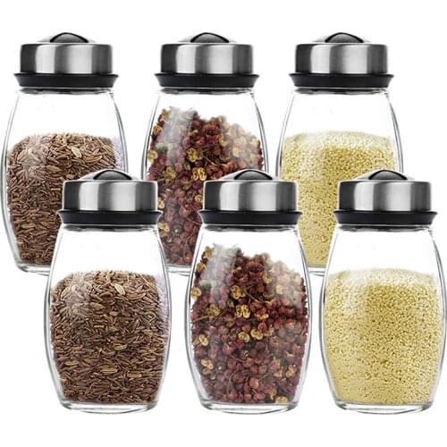 3pcs/6pcs Seasoning Bottle Creative Glass Spice Bottle Seasoning Shaker Spice Shaker Kitchen Gadgets with Rotating Cover