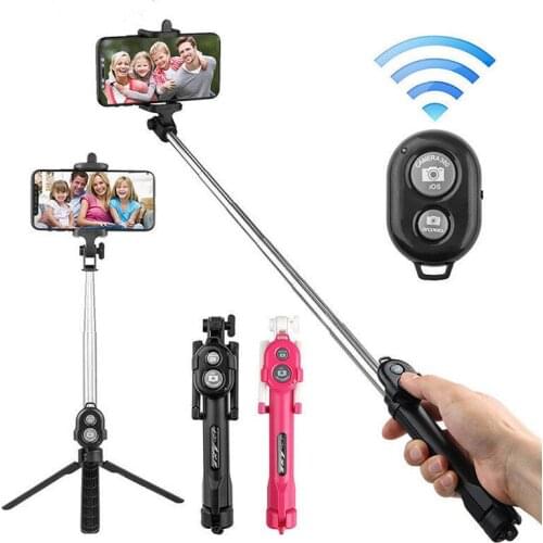 3 IN 1 Multi-function Bluetooth Mini Tripod Selfie Stick Expandable Foldable Monopod with Remote Control for iPhone IOS Android