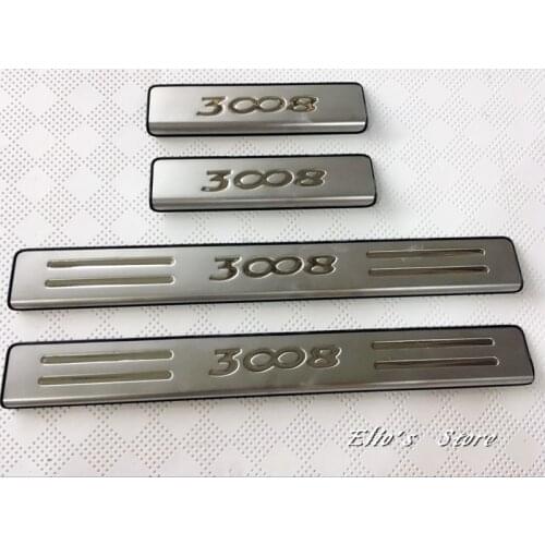 For Peugeot 3008 GT 2016 2017 2018 Stainless Steel Scuff Plate Outer Door Sill Threshold Cover Trim 4PCS Car Styling