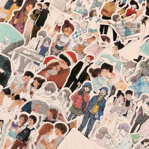 50pcs Fashion Lovers Series Scrapbook Decoration Stickers DIY Diary Album Phone Stickers Labels Cute Stationery Childrens Gifts
