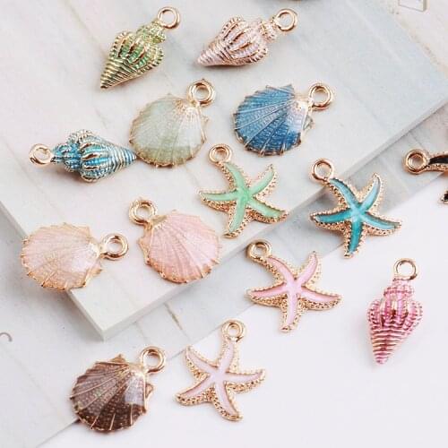 DIY accessories pearl color series Three-dimensional starfish earrings jewelry pendants conch shells
