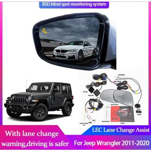 Car BSM BSD for Jeep Wrangler 2011-2020 Blind Spot Radar Detection System Driving Warning Safety Sensor Mirror LED Light Warning