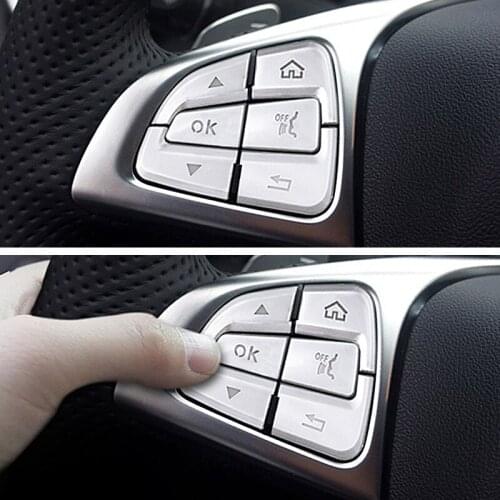 Car Styling Steering Wheel Button Covers Trim Stickers for Mercedes Benz GLC A C Class W205 X253 CLA C177 GLA X156 Accessories