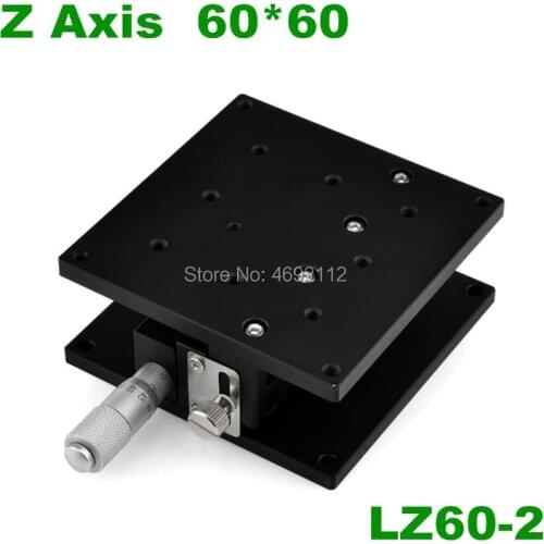 Free shipping LZ60-2 Z60-2 Z axis 60*60mm Displacement Lift Stage Manual fine tuning platform Double Cross rail Sliding Table