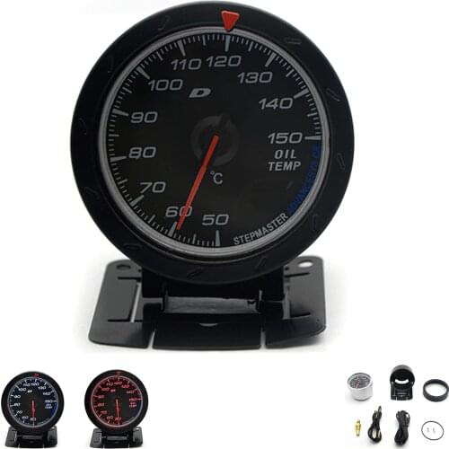 2.5" 60MM Oil Temp Temperature Gauge Black Face With Logo