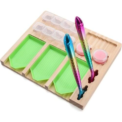 Wood Diamond Painting Tray Organizer Holder Jar Beading Storage Container DIY Craft Diamond Painting Accessories