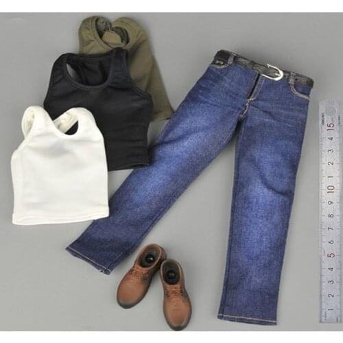 Toy center CEN-M08 1/6 scale Male Figure Clothes Vest Jeans Leather Shoes Set For 12 inches Strong Muscle Body Figures