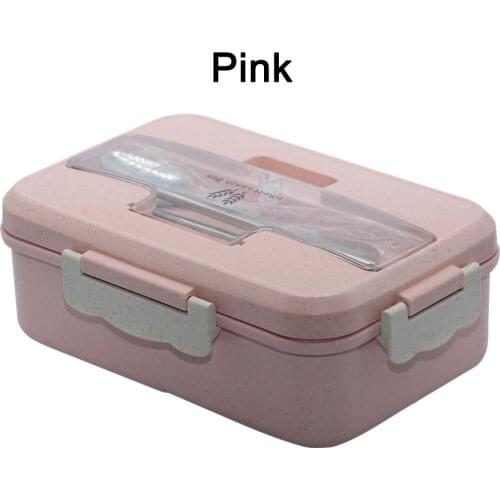 Microwave Lunch Box Food Storage Container Wheat Straw Dinnerware Kids Children School Office Portable Bento Box Lunch Bag