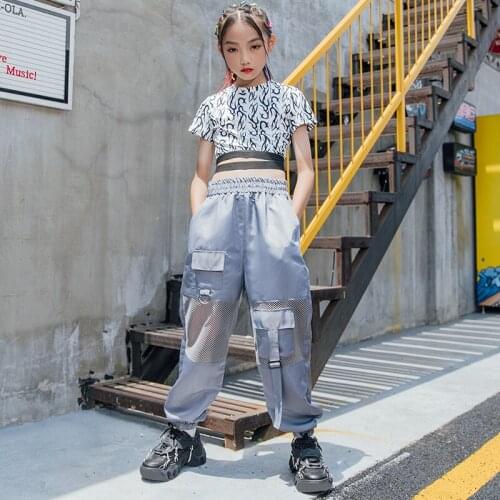 Summer Hip Hop Dance Clothes For Kids Short Sleeved Loose Pants Suit Girls Jazz Practice Clothes Modern Dance Rave Wear DN8995