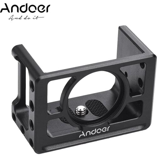 Andoer Metal Camera Cage Mount Protective Case with 1/4 Inch Screws Cold Shoe Compatible with SONY RX100 VI VII Cameras