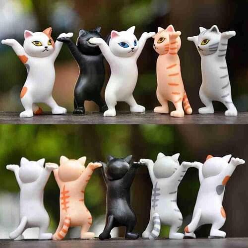 Cute Cat Penholder Enchanting Dancing Cat Hand-made Model Kid Desktop Decoration Gift F7X3