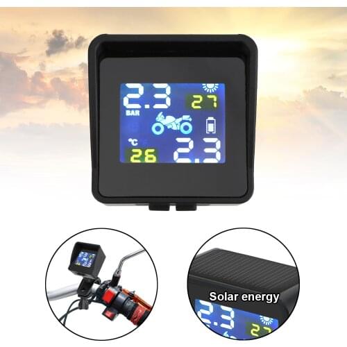 Moto TPMS for Motorcycle Tire Pressure Monitoring System Tyre Internal External Sensor USB Solar Charging TPMS LCD Display