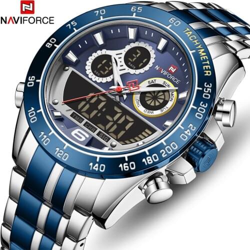 Men Watch NAVIFORCE Fashion Dual Display Watches Mens Stainless Steel Luxury Business Wristwatch Male Clock Relogio Masculino