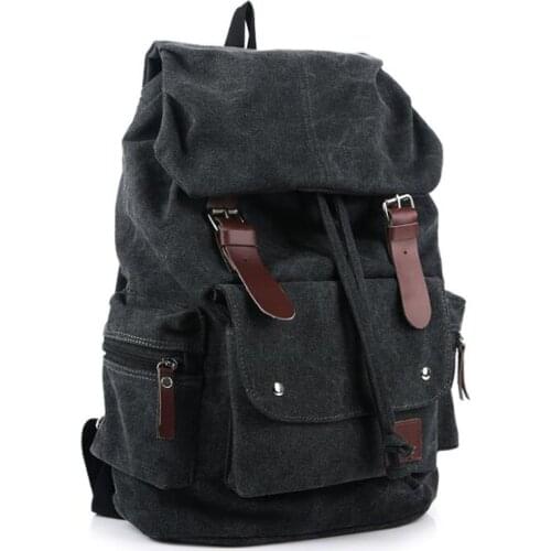 2021 Men Casual Canvas Large Capacity Practical Backpack Casual Travel Bagpack Teenagers School Bags Black Brown Green WL22