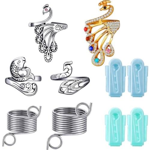 Finger Holder Set, 2 Pieces Adjustable Knitting Crochet Loop Rings with Metal and Plastic Yarn Guide Finger Holder Knit E56C