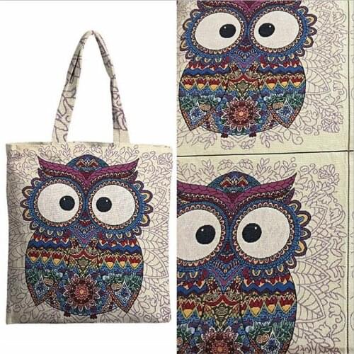 NF24 100*150cm Big Owl Cotton Linen Bag Fabric Cushion Cover Fabric For Needlework Textile Sewing Fabric Home Decoration Cloth