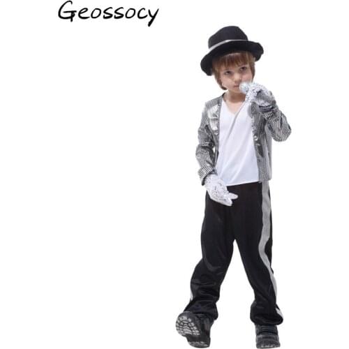 Kids Boys Michael Jackson Cosplay Costume Childrens Day Halloween jazz dance Masquerade Billie Jean Superstar Stage Costumes