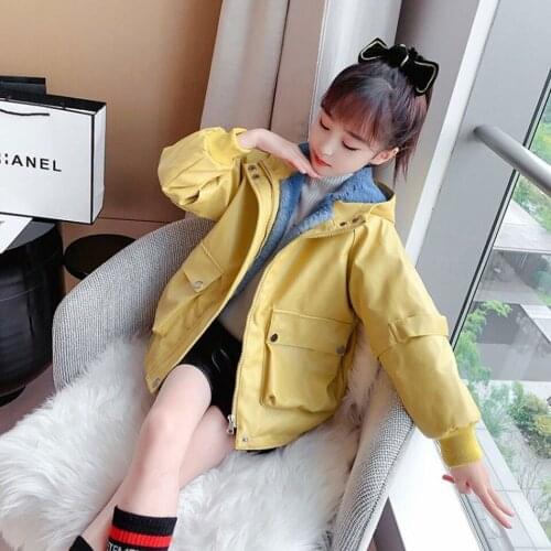 Autumn Winter Baby Girls Coats Warm Casual Thickening Kids Girl Outwear Hooded Costume Solid Color Jackets Outerwear For 3-12Yrs