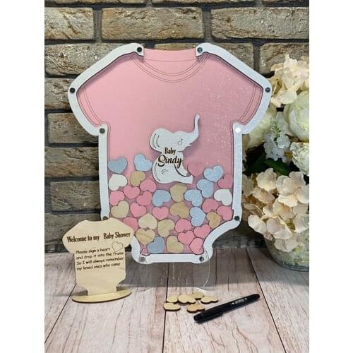 Personalize wooden romper Baby Shower Guest Book Alternative, custom first communion Christening guestbook drop top wish box