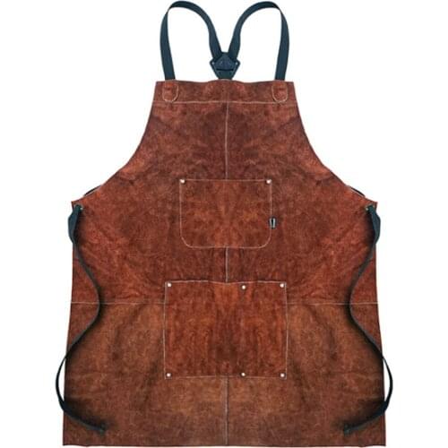 Outdoor Camping BBQ Apron Thick Leather Unisex Home Kitchen Wear-Resistant Overalls Retail