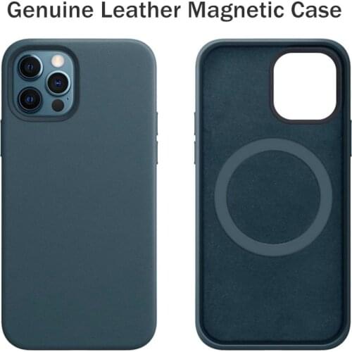 Luxury Genuine Leather Case for iPhone 12 Pro Cases Magnetic Wireless Charge Cover for iPhone 12Pro Max 12 Mini Fundas Capas