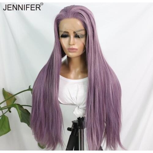 Synthetic Lace Front Wig Long Straight/Wave Hair 28 Inch Natural Wig Orange/Purple Color Wig Heat Resistant Fiber Wigs For Women