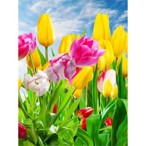 Tulips Flower DIY Cross Stitch 11CT Embroidery Kits Craft Needlework Set Cotton Thread Printed Canvas Home Dropshipping