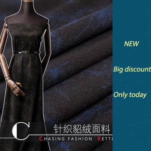 Customized high-end fashion material autumn and winter wool jacquard dress code printed fabric knitted velvet fabric 180cm wide