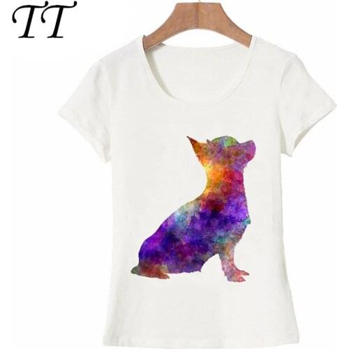 I love Chihuahua in watercolor T-Shirt Summer Women t-shirt Star color Dog Print Tops Novelty Woman Tees Cute girl Camiseta