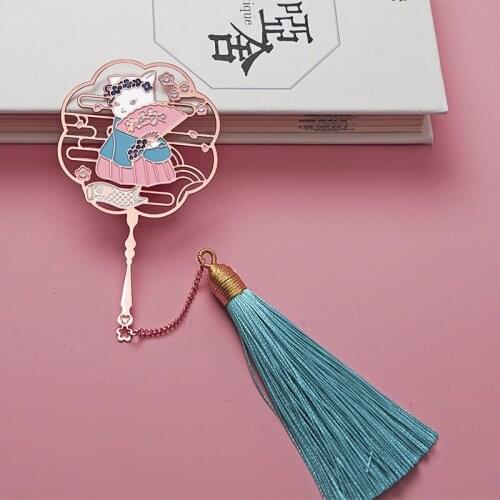 Cat Color Hanfu Bookmark Cartoon Metal Animal Bookmark Cat Office Supplies Teacher Gift Kawaii Stationery