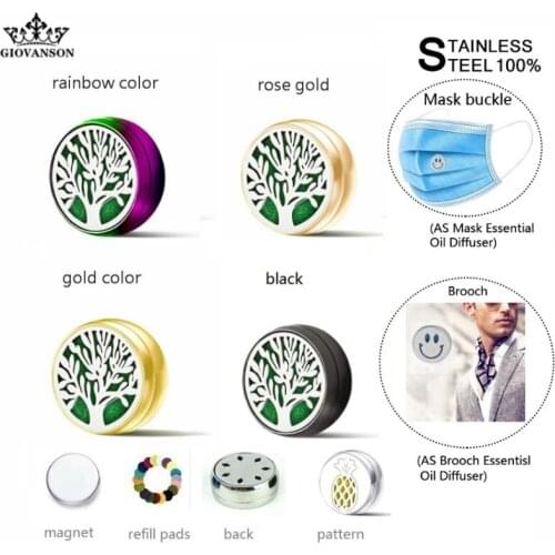 Tie Clips Cufflinks Charms Brooch Stainless Steel Jewelry For Women Essential Oil Tree Of Life Diffuser Clip For Face