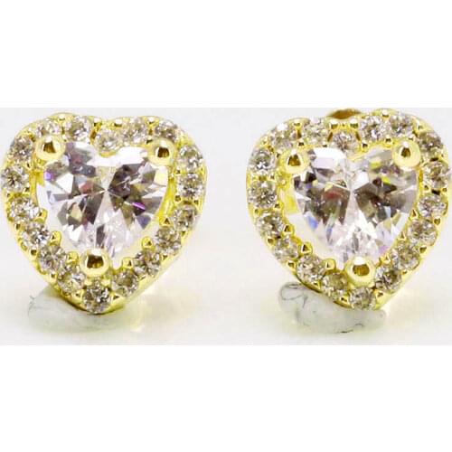 Original Golden Shine Sparkling Elevated Heart Earring With Crystal For Women 925 Sterling Silver Earring Gift Pandora Jewelry