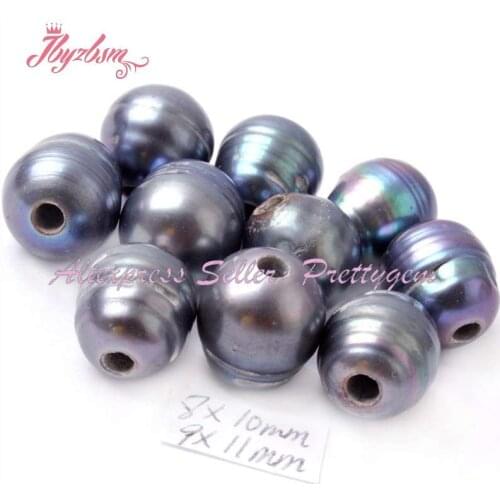 7x9-9x10mm Oval Black Freshwater Pearl Natural Stone Beads For DIY Necklace Bracelats Earring Jewelry Making 10 Pc Free Shipping