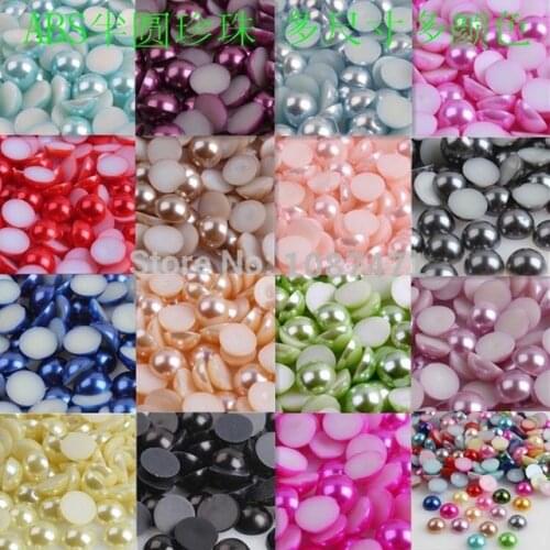 1000pcs 600Pcs 8mm Mixed Half Round Pearl beads 6mm 10mm Flatback cabochons Scrapbook Craft ABS Jewelry decorative accessories
