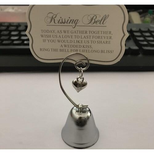 20pcs/lot+FREE SHIPPING+"Kissing Bell" Silver gold Bell Place Card Holder/Photo Holder Wedding Table Decoration Favors