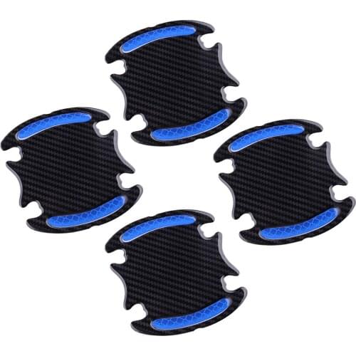 4Pcs/Set Universal 3D Car Outer Door Handle Bowl Protective Film Reflective Sticker Anti Scratch Strips Carbon Fiber Texture