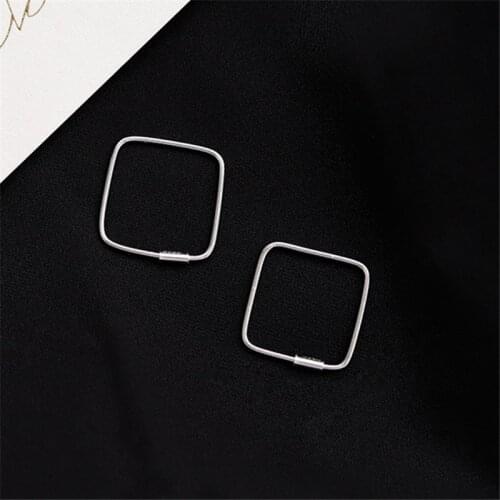 925 Sterling Silver Square Piercing Stud Earring For Women Girls Party Jewelry Pendientes Accessories eh1148