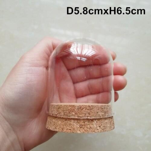 96 X Clear Mini Glass Display Dome Cover Cloche Bell Jar Succulent Terrariums Wood Cork Office Table Decor DIY (D5.8cmxH6.5cm)