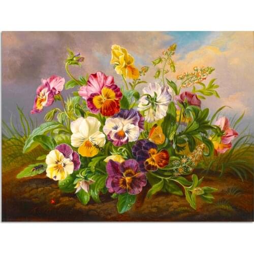 Wild Pansy Diamond Painting Flowers Butterfly Ladybug Landscape 5D Full Embroidery Cross Stitch Gift for Home Decoration