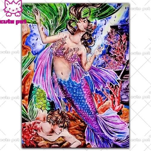 DIY Diamond Painting Mermaid CrossStitch 3D Full Square Diamond Embroidery Patterns Rhinestones Diamond Mosaic Home Decor puzzle