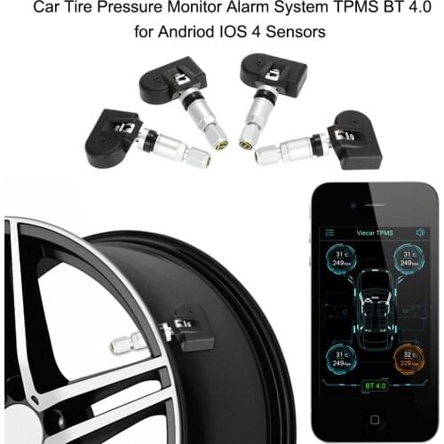 Car Tire Pressure Monitor Alarm System TPMS BT 4.0 for Andriod IOS 4 Sensors