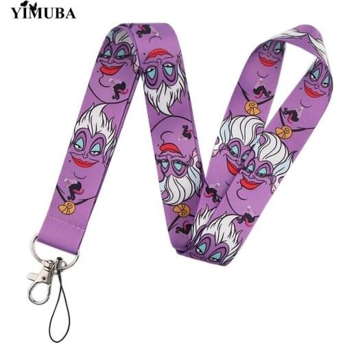 YIMUBA Charm Purple Ms.Octopus Lanyards Keychain Cartoon Print Webbing Ribbon Neck Straps ID Card Student Name Badge Holder Gift