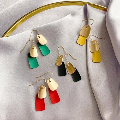 Morandi Statement Earrings Green White Red Geometric Drop Earrings for Women Punk Metal Earring Jewelry Des Boucles D'oreilles