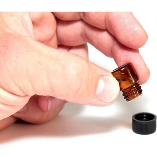 1ml (1/4 dram) Amber Glass Essential Oil Bottle perfume sample tubes Bottle with Plug and caps 1000pcs