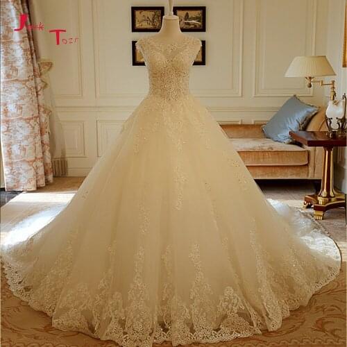 Jark Tozr Real Picture Sexy Backless Chapel Train Gorgeous Bridal Gowns Vestido De Noiva Appliques Full Beading Wedding Dress